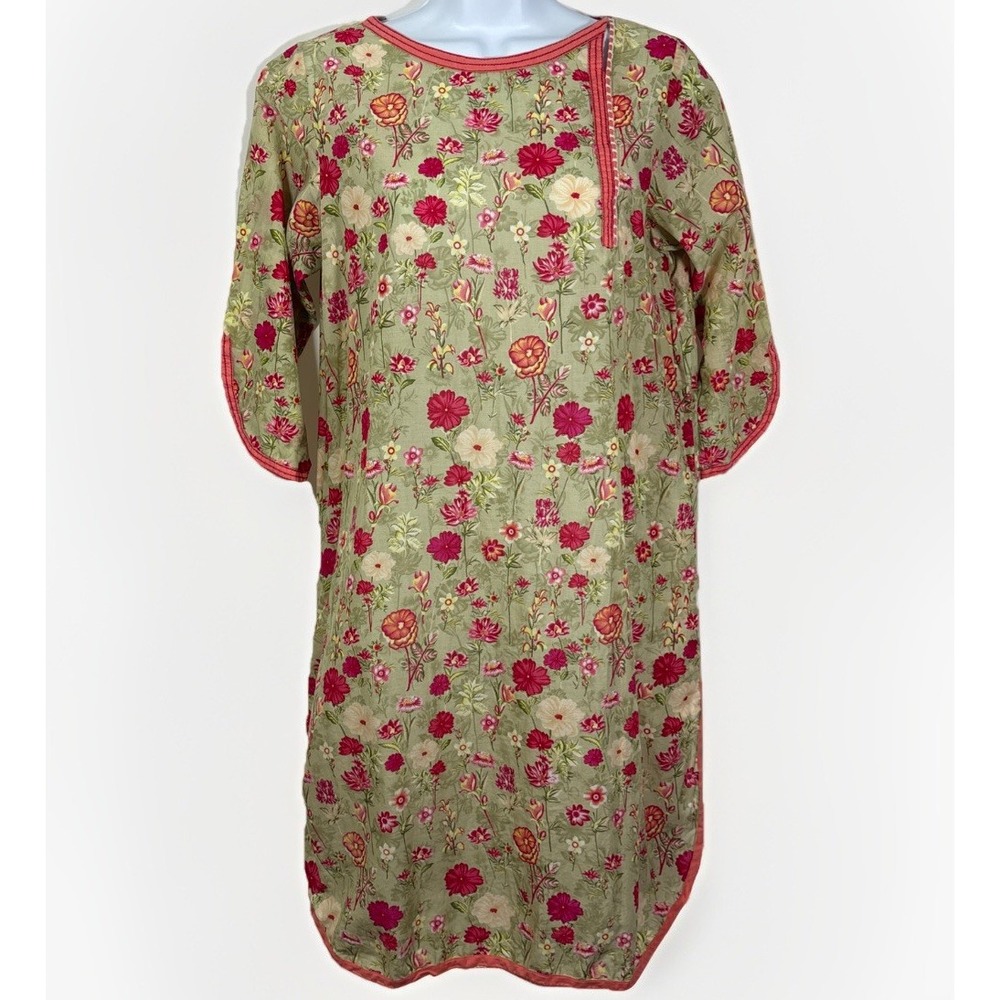 J. Junaid Jamshed J. Pret Vintage Floral Cotton Lawn Kurta Tunic Green M
